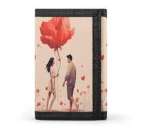Portefeuille fin à triple pli avec inscription « Couple in Love » - Gravure RFID - Pour homme et femme - Style - Taille unique, Style :, Taille unique