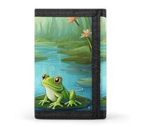 Portefeuille fin à triple pli grenouille dans un étang - Portefeuille fin personnalisé gravé RFID pour homme et femme - Style - Taille unique, Style :, Taille unique