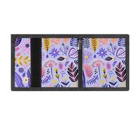 Portefeuille fin à trois volets, motif violet clair, pour homme et femme, avec protection RFID, 8 emplacements pour cartes, 1 compartiment pour billets et 1 fenêtre pour carte d'identité, poche zipp