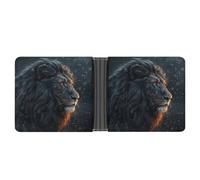 Portefeuille fin compact à deux volets avec belles images de lion, portefeuilles minimalistes pour hommes avec porte-cartes de crédit, fente pour pièces de monnaie en cuir, fenêtre d'identité, unisexe