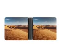 Portefeuille fin compact à deux volets, dunes de sable dans le désert du Sahara, portefeuilles minimalistes pour hommes avec porte-cartes de crédit, fente pour pièces de monnaie en cuir, fenêtre