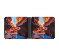 Portefeuille fin compact à deux volets en cuir Antelope Canyon, portefeuille minimaliste pour homme avec porte-cartes de crédit, fente pour pièces de monnaie, fenêtre d'identité, unisexe