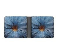 Portefeuille fin compact à deux volets en cuir avec grande fleur bleue, portefeuille minimaliste pour homme avec porte-cartes de crédit, fente pour pièces de monnaie, fenêtre d'identité, unisexe