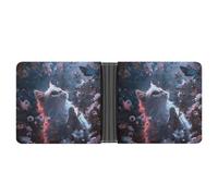 Portefeuille fin compact à deux volets en cuir avec motif chat blanc en fleurs, portefeuille minimaliste pour homme avec porte-cartes de crédit, fente pour pièces de monnaie, fenêtre d'identité