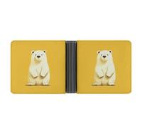 Portefeuille fin compact à deux volets en cuir avec motif ours polaire, portefeuille minimaliste pour homme avec porte-cartes de crédit, fente pour pièces de monnaie, fenêtre d'identité, unisexe