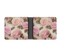 Portefeuille fin compact à deux volets en cuir avec motif roses de beauté, portefeuilles minimalistes pour homme avec porte-cartes de crédit, fente pour pièces de monnaie, fenêtre d'identité, unisexe