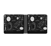 Portefeuille fin compact à deux volets en cuir imprimé physique, portefeuille minimaliste pour homme avec porte-cartes de crédit, fente pour pièces de monnaie, fenêtre d'identité, unisexe