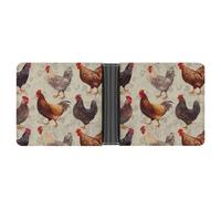Portefeuille fin compact à deux volets en cuir imprimé poulet, portefeuille minimaliste pour homme avec porte-cartes de crédit, fente pour pièces de monnaie, fenêtre d'identité, unisexe