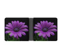 Portefeuille fin compact à deux volets en cuir violet marguerite, portefeuille minimaliste pour homme avec porte-cartes de crédit, fente pour pièces de monnaie, fenêtre d'identité, unisexe