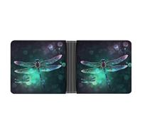 Portefeuille fin compact à deux volets Galaxy Animal Libellule Portefeuille en cuir Portefeuille minimaliste pour homme avec porte-cartes de crédit fente pour pièces d'identité Fenêtre