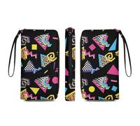 Portefeuille fin de grande capacité pour femme, porte-monnaie de voyage étanche, motif drapeau américain abstrait, texture grunge sale, porte-cartes de crédit avec plusieurs emplacements pour cartes
