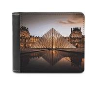 Portefeuille fin en cuir Musée du Louvre à Paris avec poche avant pour pièces de monnaie et porte-cartes de crédit