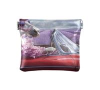 Portefeuille fin en cuir pour femme Motif cheval blanc lavande Rouge, Cheval blanc lavande rouge, 4.33x3.74In, Cheval blanc lavande rouge