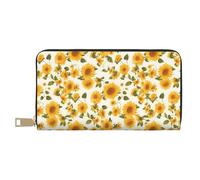 Portefeuille fin en cuir pour homme et femme - Portefeuille classique mignon tournesol n° 101 pour femmes et hommes avec fermeture éclair