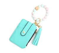 Portefeuille fin en cuir PU, étui pour cartes de crédit avec pompon, bracelet élégant, portefeuille fin, fermeture éclair, poche de poignet, poche à clés, voyage, shopping, rendez-vous, sac à main