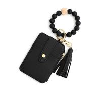 Portefeuille fin en cuir PU, étui pour cartes de crédit avec pompon, bracelet élégant, portefeuille fin, fermeture éclair, poche de poignet, poche à clés, voyage, shopping, rendez-vous, sac à main