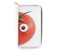 Portefeuille fin en cuir synthétique avec fermeture éclair et fenêtre « I Love You from My Head Tomatoes » pour cartes de crédit et monnaie, Style :, 19.7x10.5cm