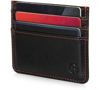 Portefeuille fin en cuir véritable avec protection RFID, noir, One Size, Étui portefeuille pour cartes