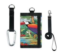 Portefeuille fin et léger avec motif de toucan et forêt tropicale aquarelle