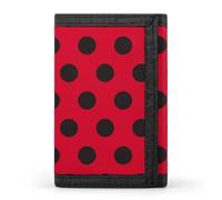 Portefeuille fin minimaliste à deux volets pour homme, motif coccinelle, pois noirs, imprimé rouge, 8 porte-cartes de crédit, poche avant, petit portefeuille pour homme