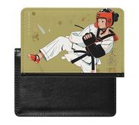 Portefeuille fin pour passeport et partition de violon avec blocage RFID et emplacements pour cartes de crédit pour femme/homme, Design Taekwondo., One Size, Moderne