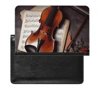Portefeuille fin pour passeport et partition de violon avec blocage RFID et emplacements pour cartes de crédit pour femme/homme, Partitions de violon, One Size, Moderne