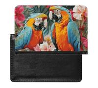 Portefeuille fin pour passeport et partition de violon avec blocage RFID et emplacements pour cartes de crédit pour femme/homme, Plantes tropicales et perroquets, One Size, Moderne