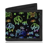 Portefeuille gaming pour enfants de 4 à 12 ans, portefeuille en toile à deux volets avec poche pour pièces de monnaie, portefeuille durable pour enfants pour l'école et les voyages, excellent cadeau