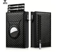 Portefeuille homme Airtag en fibre de carbone, sac multifonction pour cartes, porte-cartes à triple pli avec boucle magnétique, pince en cuir. Tracker Apple Airtag. Convient pour les affaires, les loi
