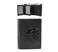 Portefeuille Homme Cuir motif en relief Voilier, Bateau. Protection RFID. Porte-monnaie, Compartiments Billets, 12 emplacements Cartes, 4 Pochettes. Portefeuilles, Porte-cartes. Noir Voilier.