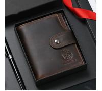 Portefeuille Homme en Cuir Véritable Blocage RFID - Marron - Souple - Type carré vertical