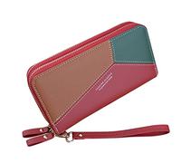 Portefeuille homme grand avec 16 compartiments compartiment pour cartes embrayage grande capacité portefeuille double couche épissure changement de couleur contrastée pochette pour téléphone portable