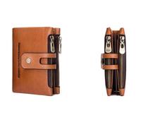 Portefeuille Homme LEOCLOTHO - Marron - 12*9.5*2 cm - Cuir véritable - Carte de vol antivol - Cuir rétro