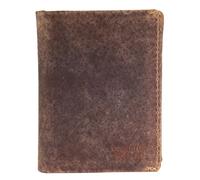 Portefeuille homme - LEONARDO VERRELLI - Vintage - Cuir buffle marron - Format vertical - 5 emplacements cartes