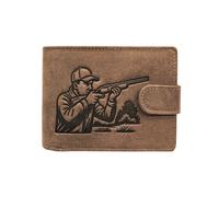 Portefeuille imprimé CHASSEUR cuir vintage patte italien homme en cuir Protection RFID - idée cadeau fête, anniversaire-Marron