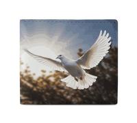 Portefeuille imprimé colombe blanche volant au soleil, portefeuille double pli pour cartes de crédit, porte-monnaie, portefeuille avec fermeture éclair lisse pour femmes, style, taille unique, Style