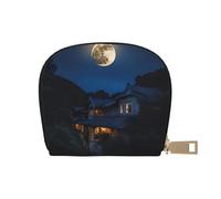 Portefeuille imprimé pleine lune dans la nuit pour cartes de crédit et cartes de visite pour homme et femme, taille compacte pour adultes, blanc, One Size