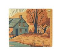 Portefeuille imprimé River in Front of House - Double pli - Portefeuille pour cartes de crédit - Organiseur d'argent - Portefeuille avec fermeture éclair lisse pour femme, Style :, One size