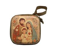Portefeuille léger avec motif de dessin animé avec fermeture éclair pour bijoux, écouteurs, rangement portable, usage quotidien, organiseur de pièces carrées pratique, Maison Sainte, Taille unique