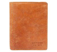 Portefeuille - LEONARDO VERRELLI - Modèle vertical - Cuir véritable - Marron - 6 emplacements cartes