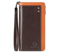Portefeuille long d'affaires élégant pour homme bloquant les cartes et les sacs de téléphone, marron