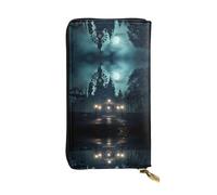 Portefeuille long en cuir à motif The Ghost in The Night (19,1 x 10,4 cm) | Compartiment multifonction extra large | Excellent cadeau