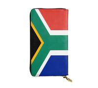Portefeuille long en cuir avec drapeau de l'Afrique du Sud pour femme, 12 emplacements pour cartes de crédit, poche zippée pour pièces de monnaie, compartiments pour espèces, pochette élégante pour un