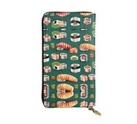 Portefeuille long en cuir avec imprimé de nourriture sushi - Portefeuille personnalisé à la mode, plusieurs emplacements pour cartes, prêt à offrir, noir, One Size