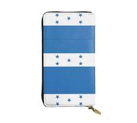 Portefeuille long en cuir avec motif drapeau du Honduras, porte-cartes de crédit, porte-monnaie à fermeture éclair et compartiment pour carte d'identité