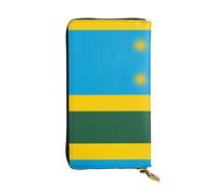 Portefeuille long en cuir avec motif drapeau du Rwanda, porte-cartes de crédit, porte-monnaie à fermeture éclair et compartiment pour carte d'identité
