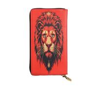Portefeuille long en cuir avec motif masque de lion pour femme, 12 emplacements pour cartes de crédit, poche zippée pour pièces de monnaie, compartiments pour espèces, pochette élégante pour un usage
