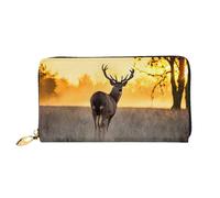 Portefeuille long en cuir de cerf rouge Antler, porte-monnaie en cuir PU souple de grande capacité pour femme avec plusieurs emplacements pour cartes, poche pour téléphone et porte-monnaie zippé, élég