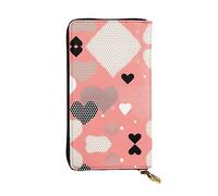 Portefeuille long en cuir imprimé amour Saint-Valentin - Portefeuille personnalisé tendance, plusieurs emplacements pour cartes et poche pour pièces de monnaie, noir, taille unique, Noir/blanc, One