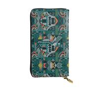 Portefeuille long en cuir imprimé animaux verts - Portefeuille personnalisé à la mode, plusieurs emplacements pour cartes, prêt à offrir, noir, taille unique, Noir/blanc, One Size